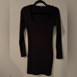Zara Black Long Sleeve Dress
